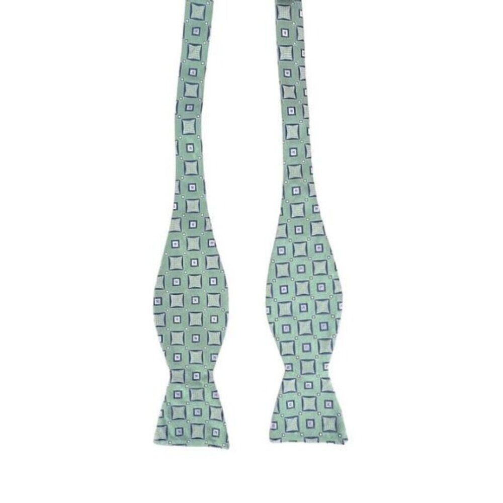 JOS A BANK MENS SILK BOW TIE LIGHT GREEN WITH DESIGN